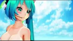 Играть Miku tag в горячем путешествии, светлая фантастическая обнаженная статуя пальцев ног, ммд