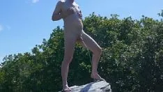Play Masturbating and pissing naked outdoors